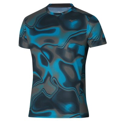 Camisa Mizuno Premium AERO Tee Hombre - Azules / Negros - Chile M149RXSECA